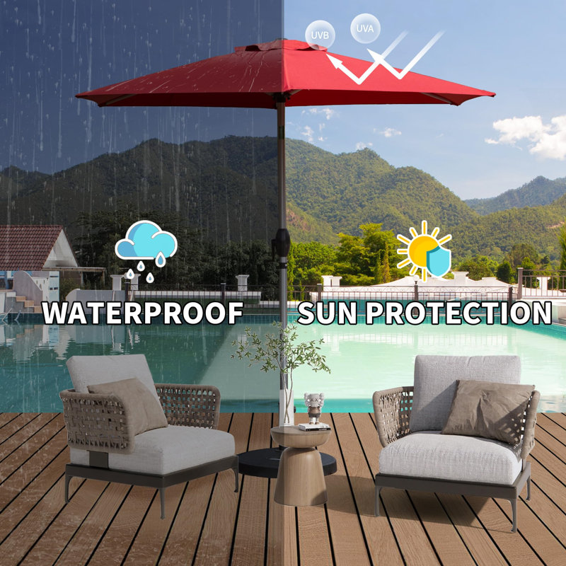 7.5FT Patio Umbrella, Brick Red, 90" W x 90" D