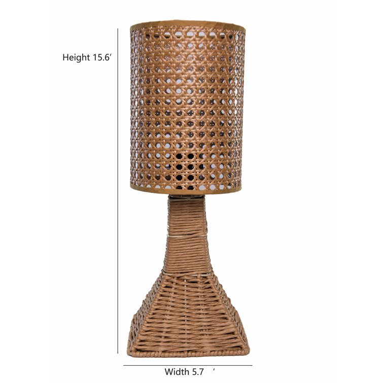 Bay Isle Home Benvolio Rattan Weave Bamboo Table Lamp With Wood