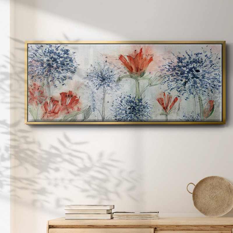 Tiger Lily Field- Framed Canvas, 12" H x 30" W