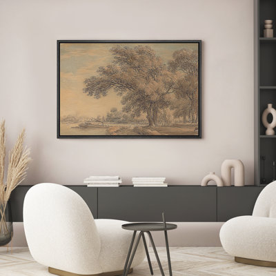 Reproduction d'art sur toile encadrée - paysage rétro, salon, décor de ferme moderne