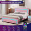 Structure de lit plateforme tapissier avec lumières DEL et ensemble de chambre à coucher avec tables de chevet à DEL assorties-1648181531-1648181535