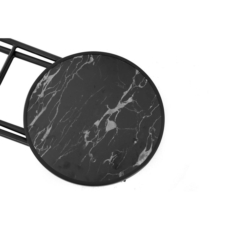 Folding Patio Side Table with Tempered Glass Tabletop