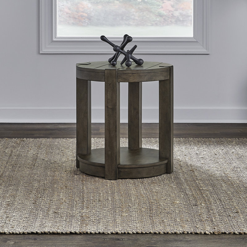 Table de bout ronde Arnaline avec tablette de plancher