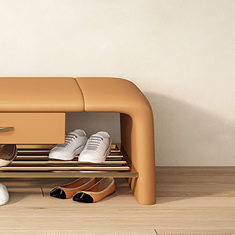 31.5in Leather Shoe Bench, Orange