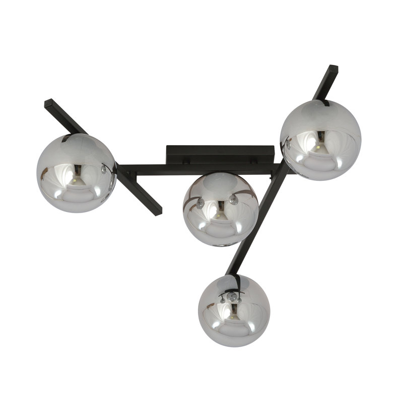 Riceboro Glass Flush Mount, Graphite, 18cm H x 45cm W x 11cm D