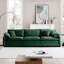 Canapé modulaire moderne à 3 places avec 2 coussins d'accoudoir et 3 coussins décoratifs, tissu en velours côtelé vert