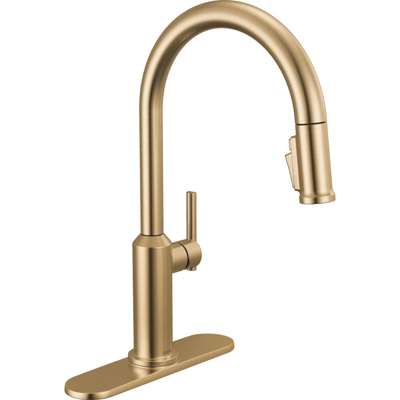 Single Handle Pull-Down Kitchen Faucet, Lumicoat Champagne Bronze