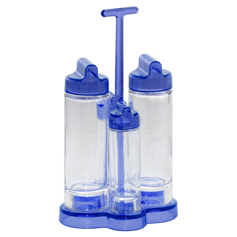 Feeling Plastic Condiment Set, Cobalt Blue