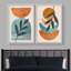 «Mid Century Shape Orange Green Pastel Polygon Abstract», reproduction d'art moderne sur toile encadrée 2 pièces-71660437-71660439