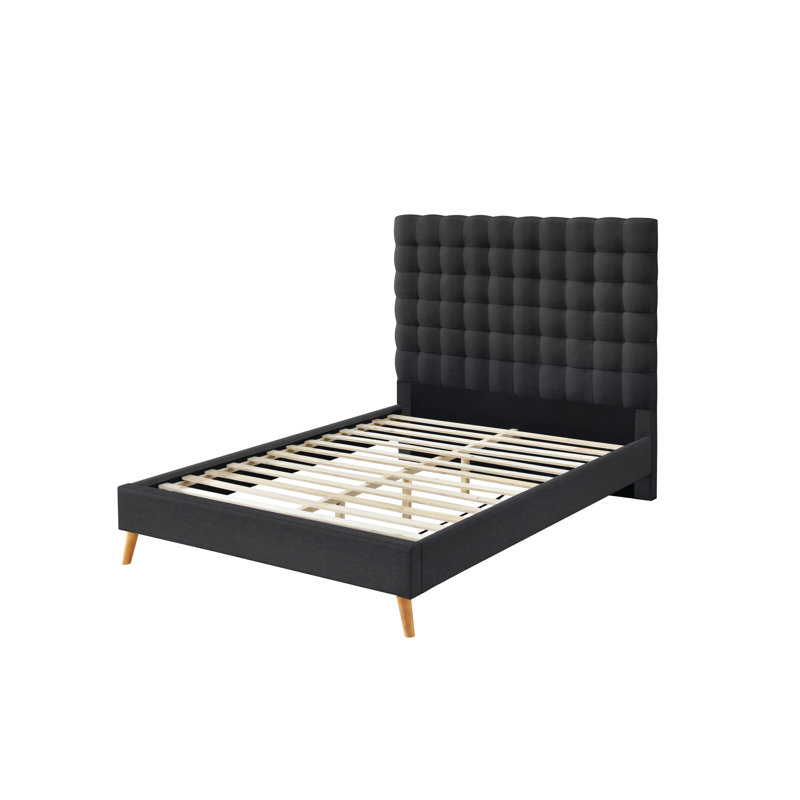 Akyria Tufted Upholstered Bed, Dark Gray, King