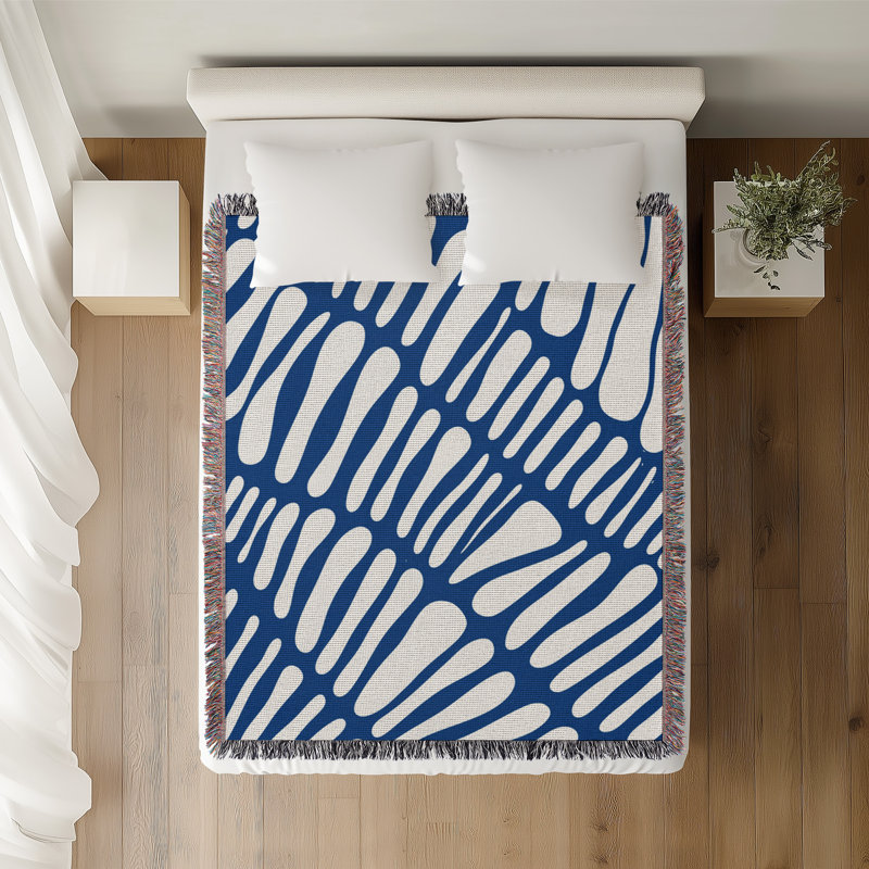 Jeté en coton Pyro, 60 po x 80 po, Bleu
