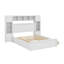 Grand lit en bois avec armoire tout-en-un, tablettes et prises