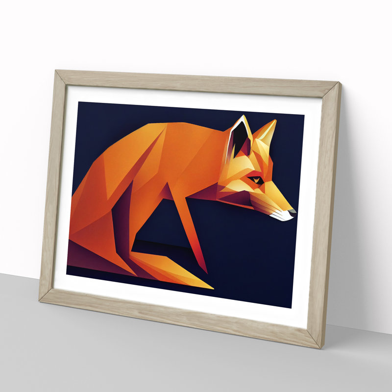 Great Abstract Fox 1 Piece Single Picture Frame and Floater Frame Wall Art, 34cm H x 46cm W, Oak