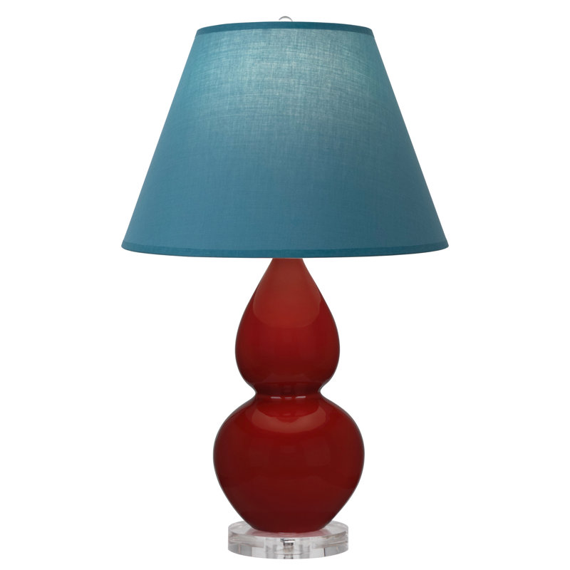 Petite lampe d'appoint à double gourde, Bleu vif avec doublure grise, Rouge sang-de-bœuf