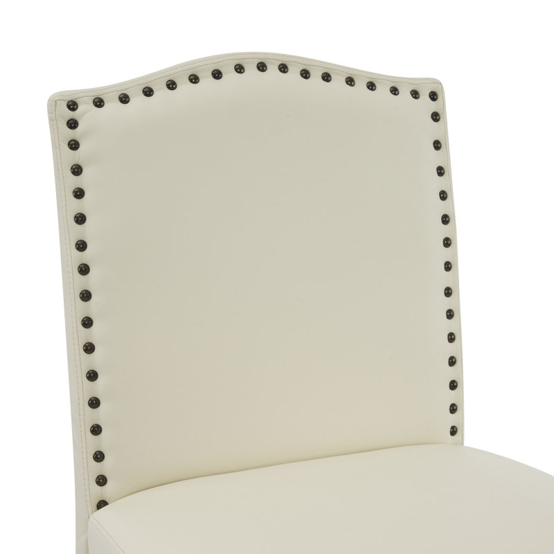 Tabourets de bar à hauteur de comptoir (de 2) - Assise en cuir de polyuréthane beige et base en bois d'hévéa pour îlot de cuisine, capacité de charge de 300 lb, 2 pièces, rembourrés avec des pieds solides pour une meilleure résistance au poids