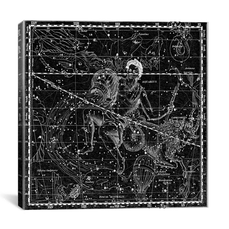 Maps and Charts Celestial Atlas - Plate 21 (Capricornus, Aquarius) by Alexander Jamieson Graphic Art on Canvas in Black