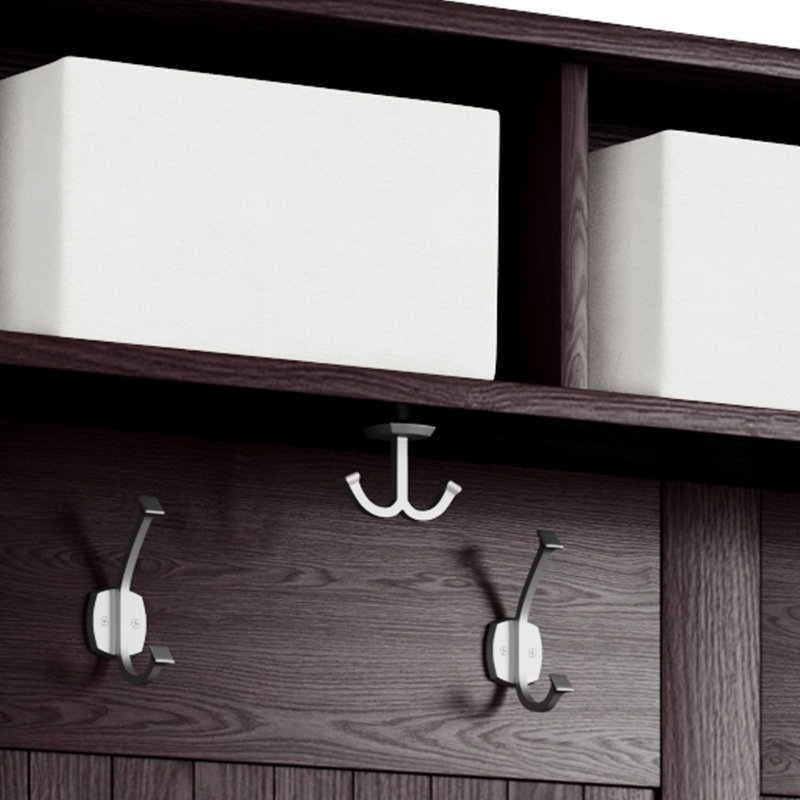 Espresso Solid Wood Hall Tree with Storage Bench and Hooks