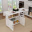 Table pliante multifonctionnelle avec tablettes et roulettes de rangement, table de salle à manger pliable de 47 pouces pour les petits espaces, bureau compact pour la cuisine, dortoir, bureau (blanc)-121068979