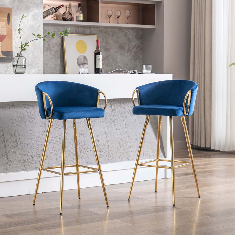 Leibman 19,69 po de large velours comprend des tabourets de siège, Bleu