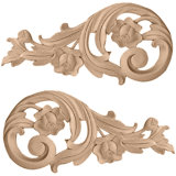 Rose 3 1/2"H x 7 1/2"W x 1/2"D Small Scrolls Onlay