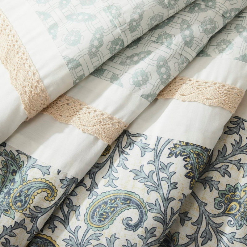 Lit Dawn King Bedding, Édredon très grand californien + 8 pièces suppl, Turquoise