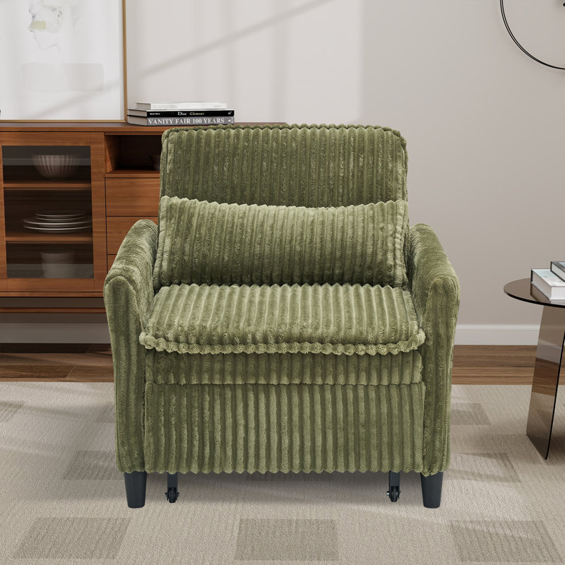 Chaise longue, fauteuil et fauteuil en velours côtelé Accent, Vert