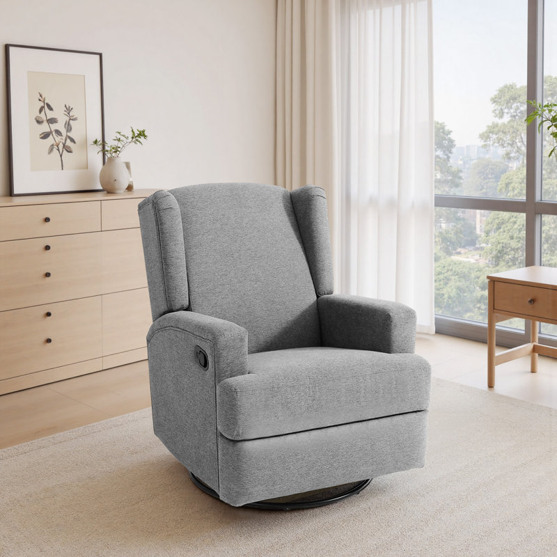 Fauteuil inclinable et oscillant rembourré classique, Gris clair