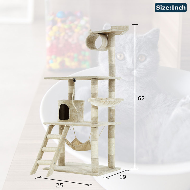 Arbre à chat 62 ", Beige