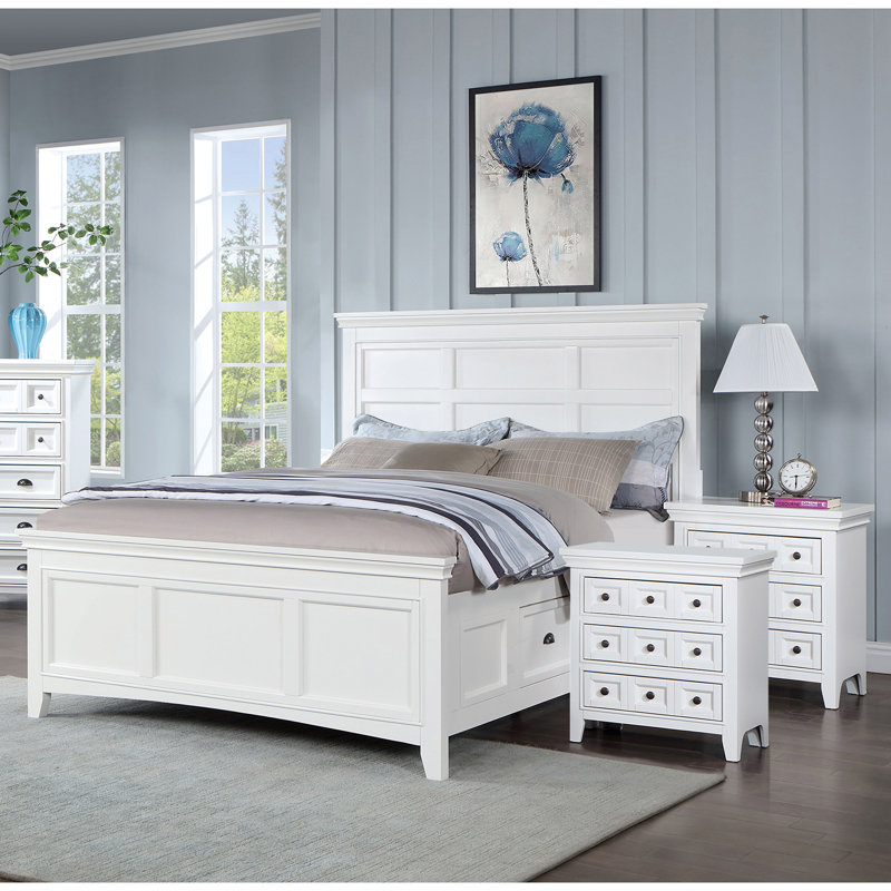 Ensemble de chambre à coucher 3 pièces Genesha, Très grand, Blanc
