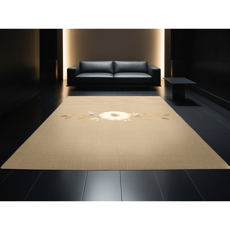 Soft Plush Ewald Thanksgiving Modern & Contemporary Abstract Area Rug in Brown – Beige Binding, 2x4