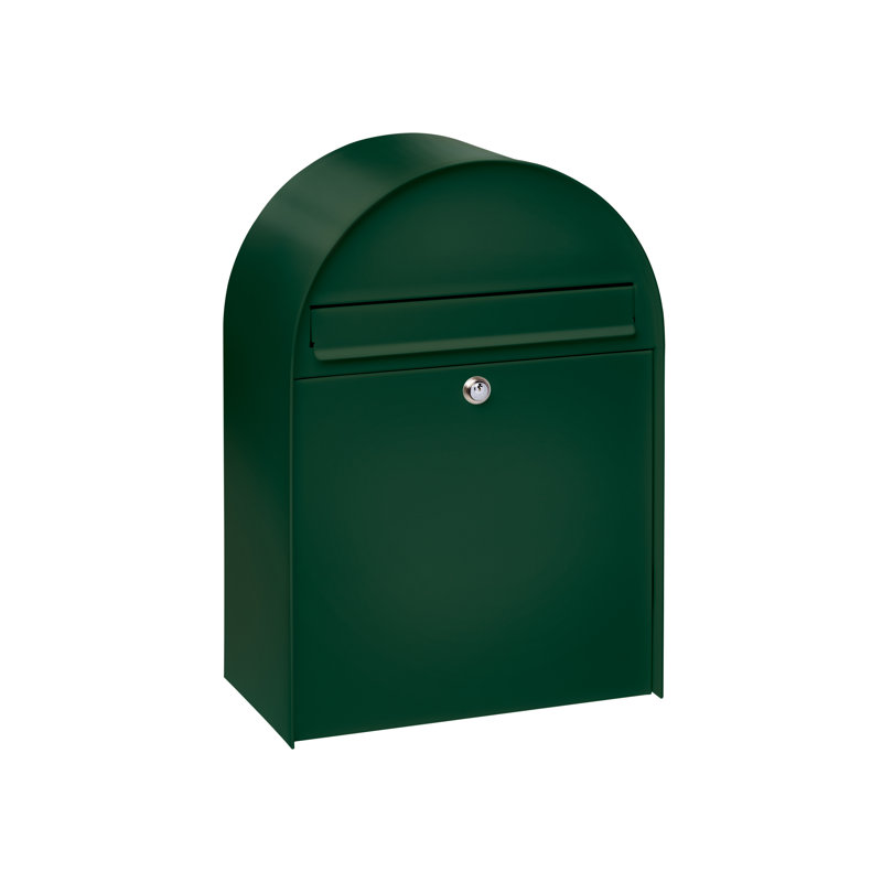 Nordic Wall Mounted Galvanised Steel Lockable Weatherproof Post Box - 48x30x23cm, Green, 47.5cm H x 30cm W x 22.2cm D