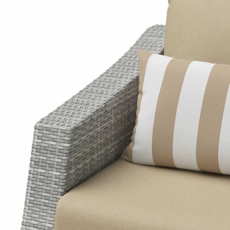 Fionnula 3 Piece Rattan Seating Group With Sunbrella Cushion Covers, Canvas Heather Beige