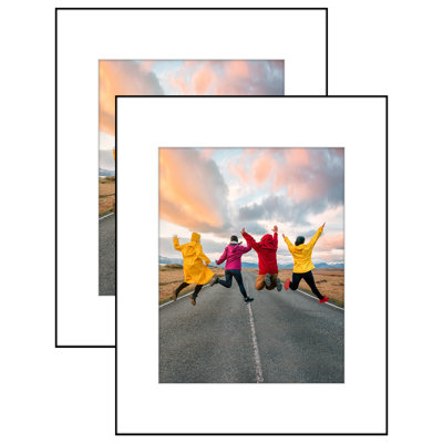 Front Loading Picture Frame Set With Mat - Perfect For Photos And Wall Decor - Black - 2 Pack