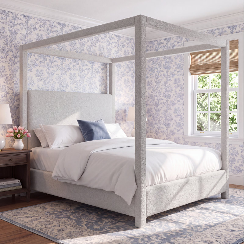 Denn Donnelly Bed, Queen, Cream Boucle Fabric