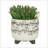 S/2 CERAMIC 6/8" SCRIBBLE FOOTED PLANTER, BEIGE