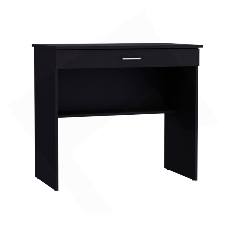 Bureau d'écriture 80 C, poste de travail compact avec tiroir et tablette inférieure, Noir