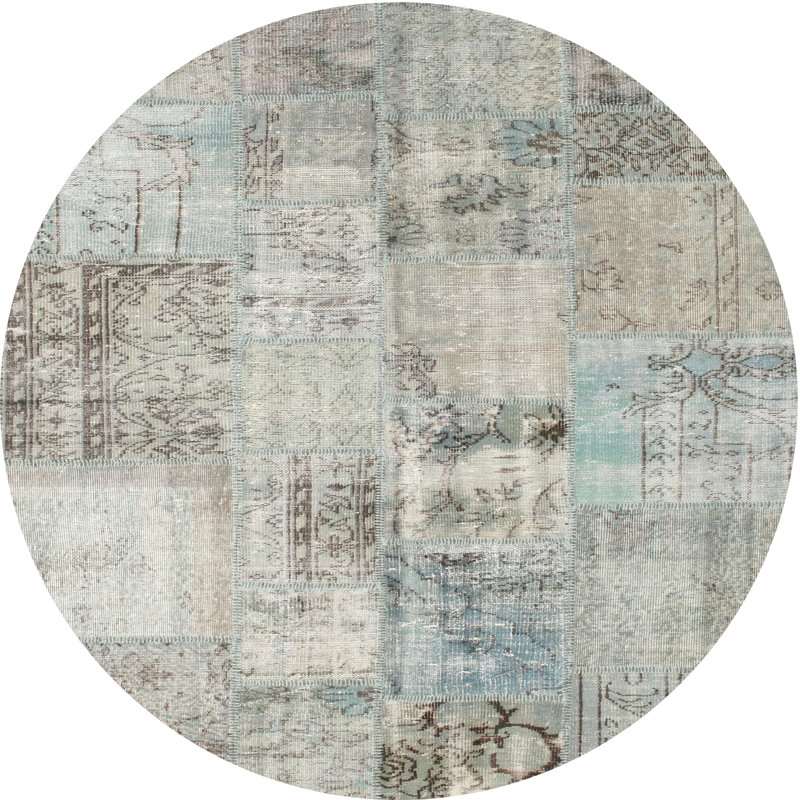 Tapis gris/beige/brun contemporain, Rond 4 pi