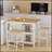 3 PCS Dining Table Set Rustic Retro Breakfast Table Dining Stools Rubber Wood for 2