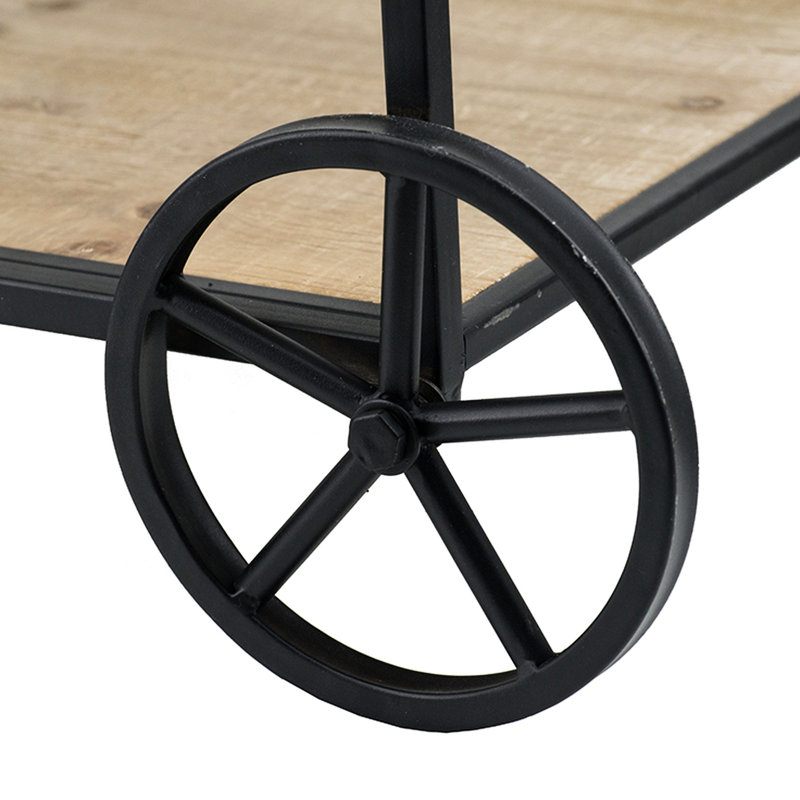 3 chariots-bar 32,3 x 15,7 x 26,8 po avec support en métal noir et trois étagères attrayantes, offrant de nombreuses possibilités de rangement
