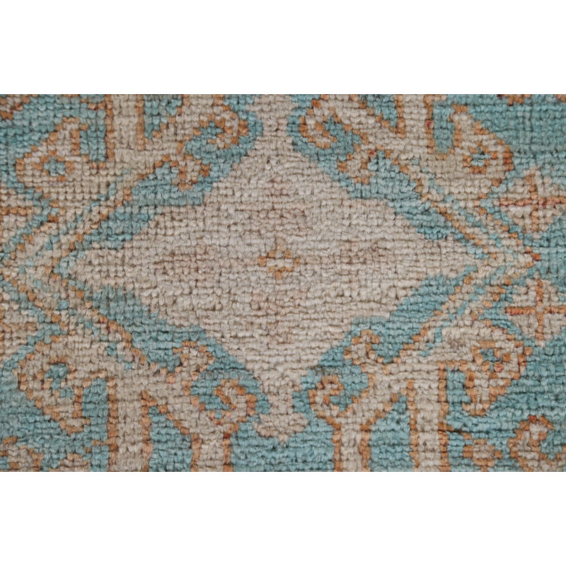 Tapis bleu en laine noué à la main de conception unique 2 pi 0 po x 3 pi 10 po New Age