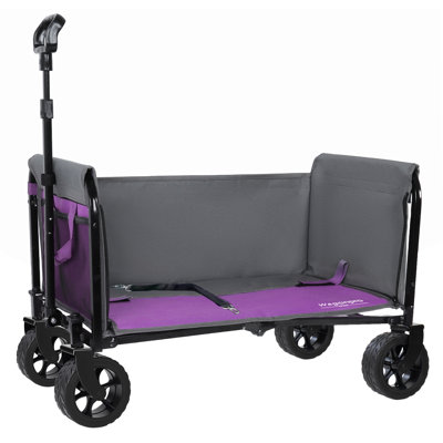 Chaises améliorées de 5 po x 2 po de large, chariot pliant convertible tout-en-un avec ouverture latérale et laisse pour chien, sièges et rangement polyvalents, capacité de 220 lb pour le camping, la plage, le magasinage, le mauve