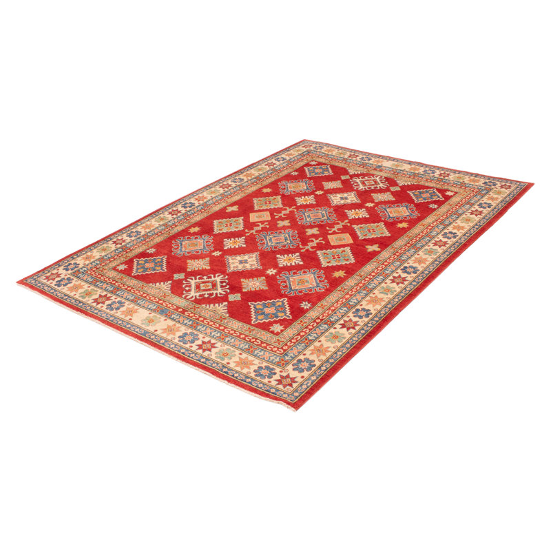 Tapis rouge en laine noué à la main de conception unique 8 pi 3 po x 11 pi 4 po New Age