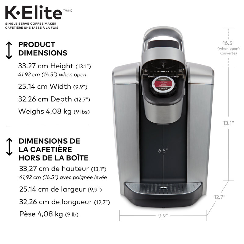 Cafetière à dosette simple K-Elite Keurig K-Elite, Argent brossé