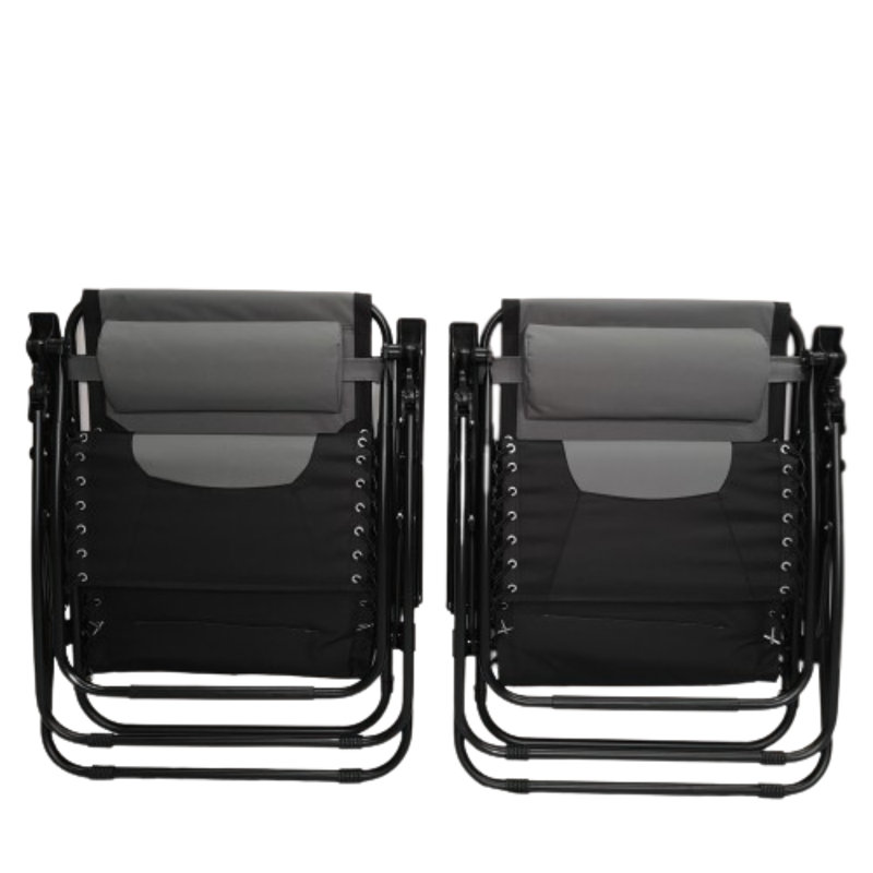 Metal Outdoor Lounge Chair, Grey/Black