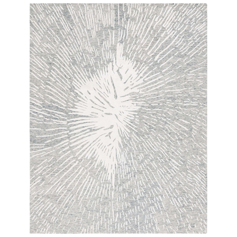 Soho Hand Tufted Wool/Viscose/Cotton Abstract Rug in Ivory/Gray, Rectangle 3" x 5"