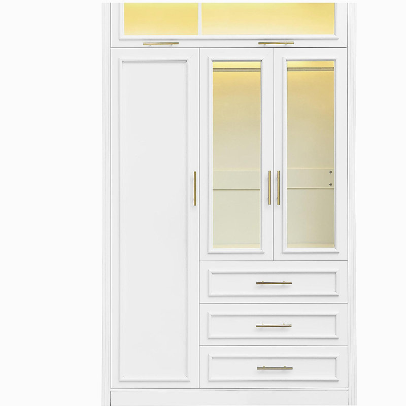 Armoire penderie 4 portes avec DEL et 3 tiroirs