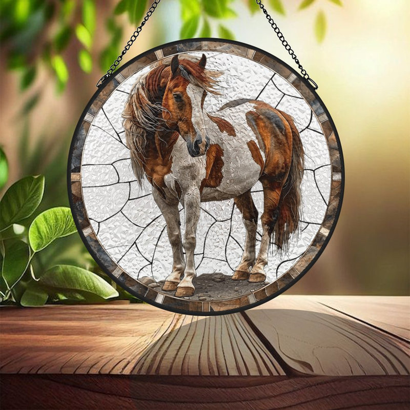 Panneaux de vitrail Paint Horse, 11,8 x 11,8 po (30 x 30 cm)