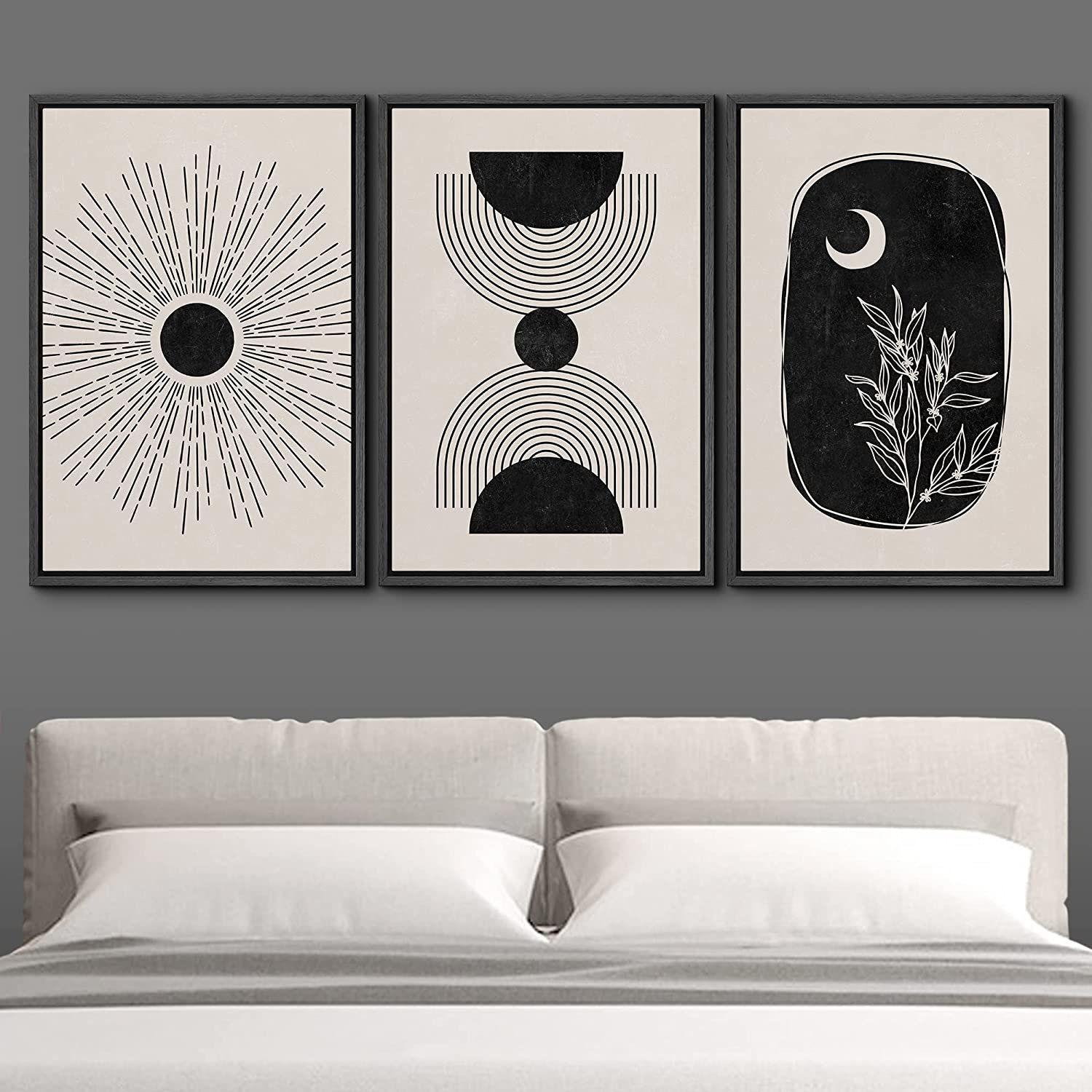 IDEA4WALL Framed Canvas Print Wall Art Set Geometric Shining Sun Crescent  Moon Tree Polygons Abstract Shapes Illustrations Modern Art Nordic For Living  Room, Bedroom, Office Framed On Canvas Pieces Print Wayfair