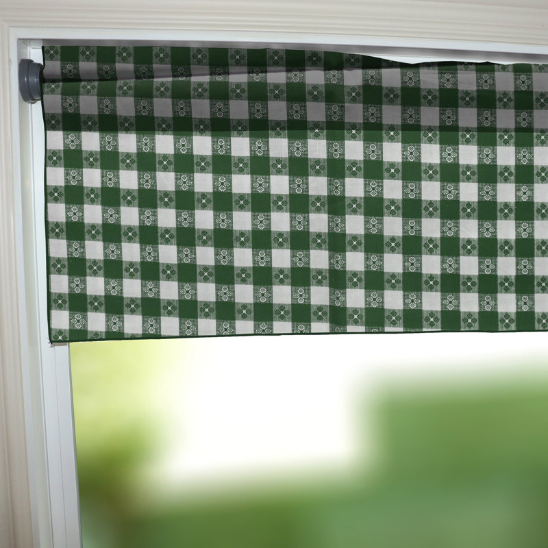 Tavern Checkered Print Window Valance, 58" W x 32" L, Red