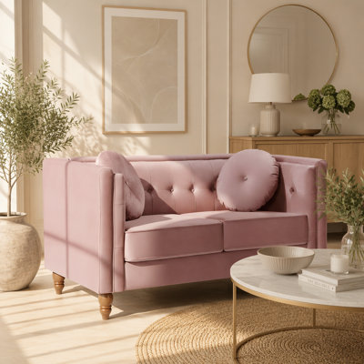 Causeuse Chesterfield avec revêtement en velours froissé